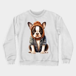 Winter Boston Terrier Dog Crewneck Sweatshirt